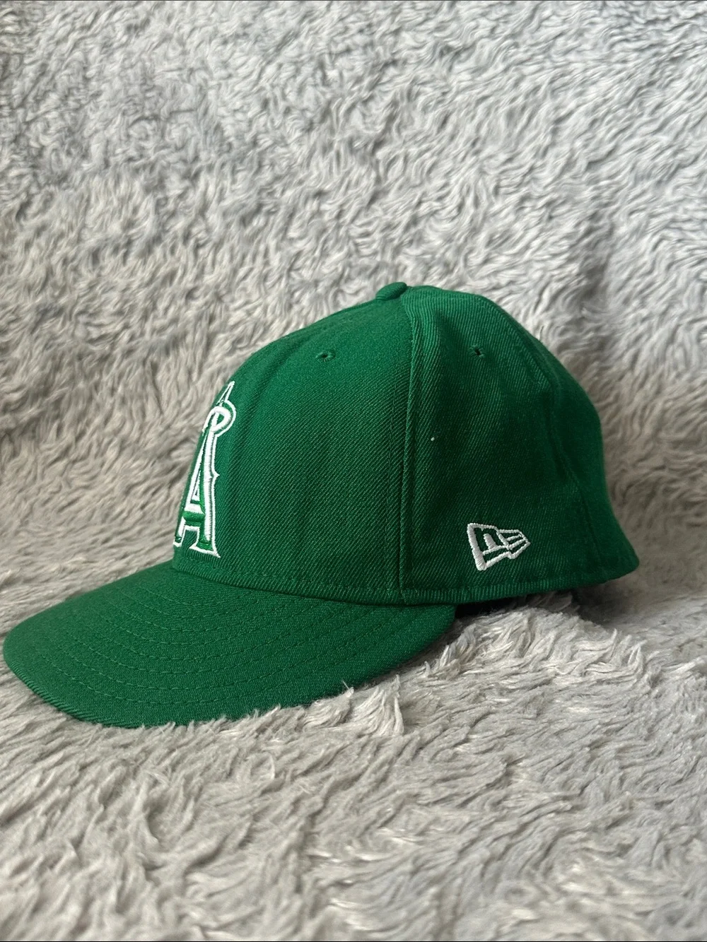 New Era Green Fitted Angels Cap with White Embroidery